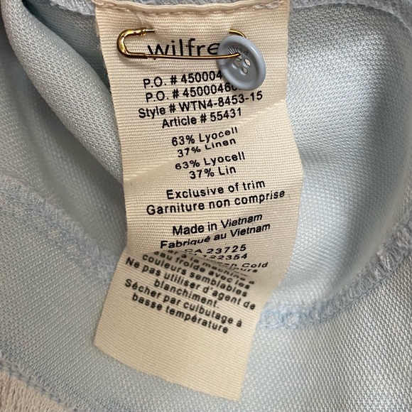 Wilfred Aritzia Trompette Linen Mini Dress Light Blue Raw Hem Pockets - Picture 6 of 12